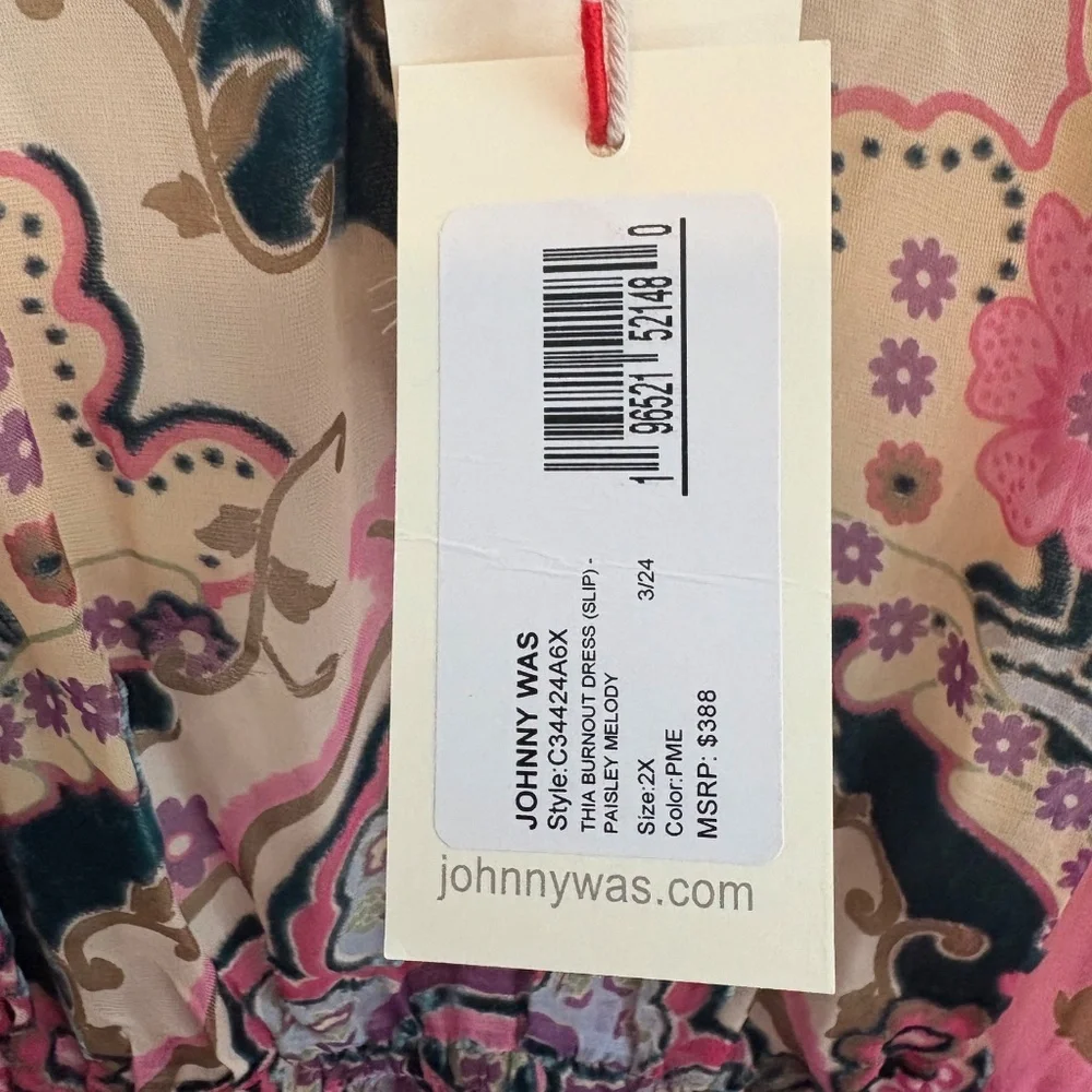 Johnny Was THIA BURNOUT DRESS, 2X - Picture 4 of 7